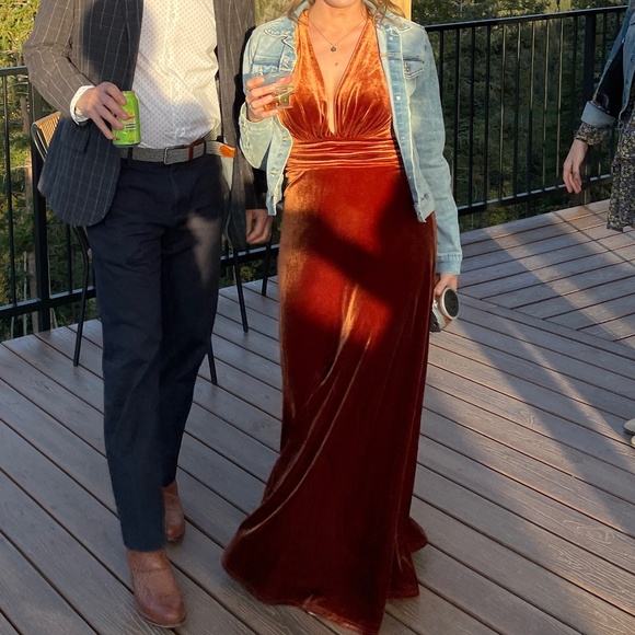 Revelry - Dylan Velvet Dress, Rust - Picture 10 of 11